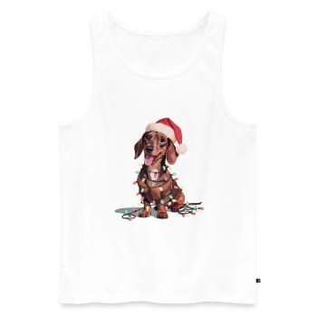 Dackel mit Weihnachtslichtern und Santa-Hut - Männer Premium Bio Tank Top - Weiß - Vorne - AI Model Male 178 light (178cm)