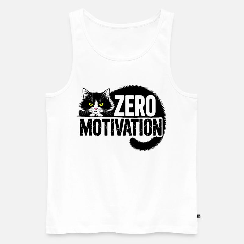 Null Motivation Katze - Männer Premium Bio Tank Top - Weiß