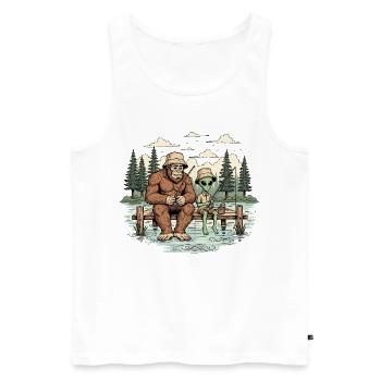Pêche, Pêcheur, Pêcheur, Pêche, Bigfoot, Alien - Débardeur bio Premium Homme - blanc - Devant - Michal (187cm)