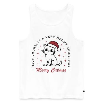 Amoureux des chats de Noël drôles joyeux Catmas - Débardeur bio Premium Homme - blanc - Devant - AI Model Male 178 light (178cm)