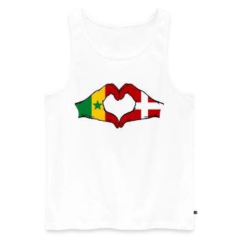 Drapeau du Sénégal Danemark Mains en forme de cœur - Débardeur bio Premium Homme - blanc - Devant - Michal (187cm)