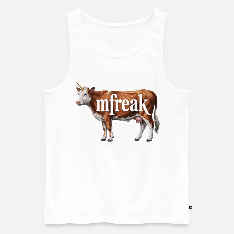 Freaky Cow Typografie Tee - Männer Premium Bio Tank Top - Weiß