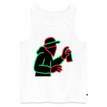 Neon Graffiti Sprayer Silhouette - Men's Premium Organic Tank Top - white - Front - AI Model Male 178 light (178cm)