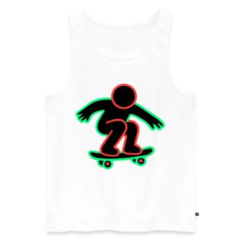 Neon Skateboarder Linienkunst - Männer Premium Bio Tank Top - Weiß - Vorne - AI Model Male 178 light (178cm)