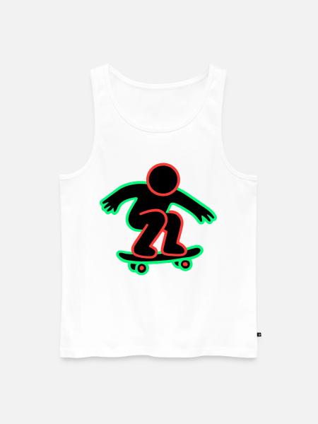 Neon Skateboarder Line Art - Men's Premium Organic Tank Top - white