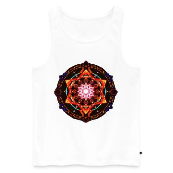 Kosmisches Feuer-Mandala – Heilige geometrische Energiekunst - Männer Premium Bio Tank Top - Weiß - Vorne - AI Model Male 178 light (178cm)