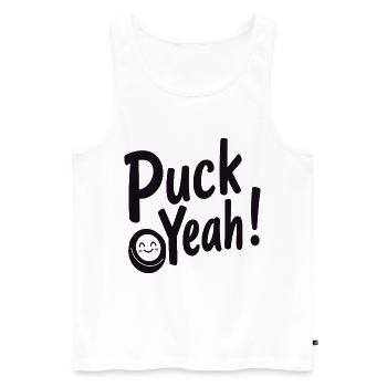 Puck Yeah Hockey Humour - Débardeur bio Premium Homme - blanc - Devant - Michal (187cm)