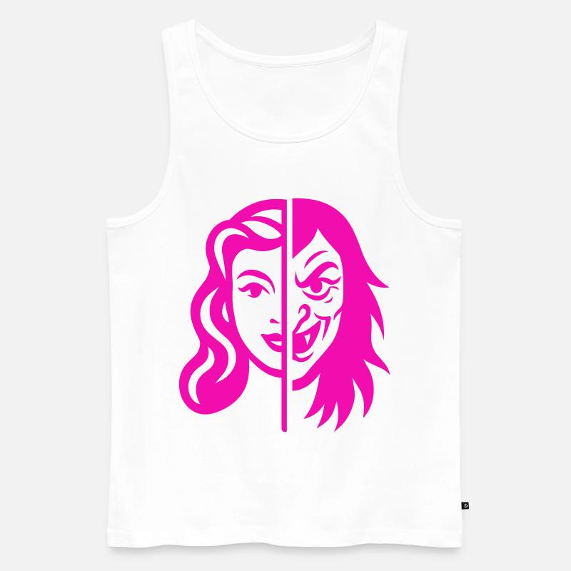 Split Face Kontrast - Männer Premium Bio Tank Top - Weiß