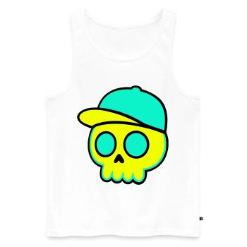 Casquette fluo Streetwear - Débardeur bio Premium Homme - blanc - Devant - AI Model Male 178 light (178cm)