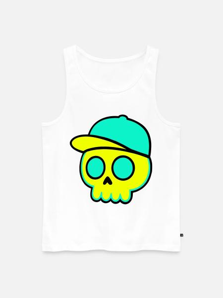 Neon Schädel Cap Streetwear - Männer Premium Bio Tank Top - Weiß