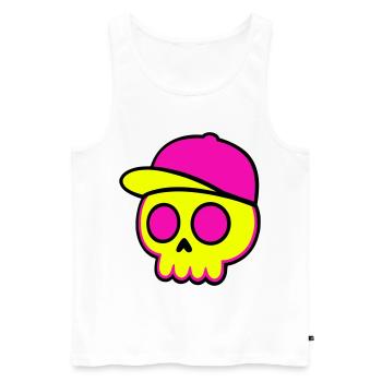 Neon Skull Cap Design - Men's Premium Organic Tank Top - white - Front - AI Model Male 178 light (178cm)