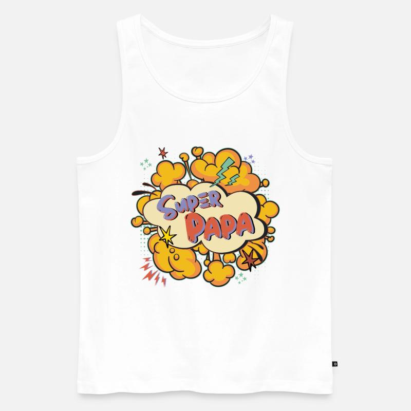 Super Papa Comic Explosion - Männer Premium Bio Tank Top - Weiß