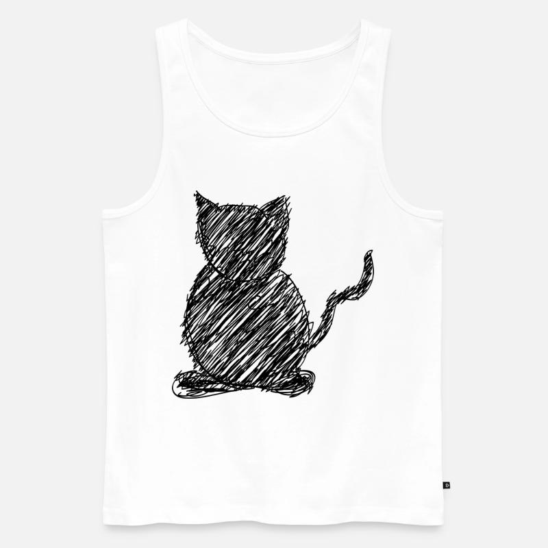 Katze Scribble Zeichnung Tier Geschenk - Männer Premium Bio Tank Top - Weiß