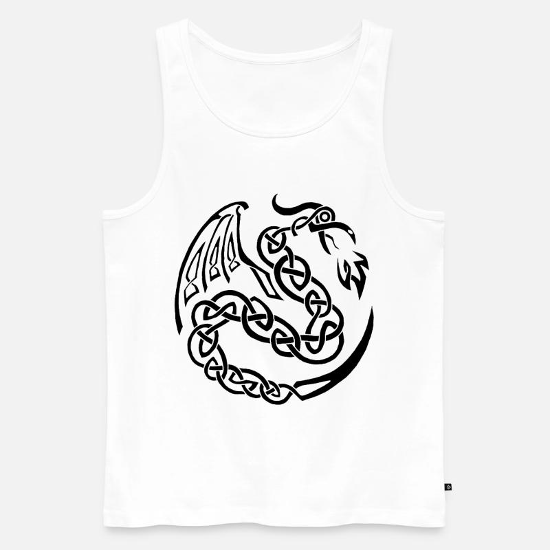 Schwarzer keltischer Drache - Männer Premium Bio Tank Top - Weiß