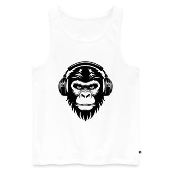 Chemise d’art minimaliste Monkey Head Lines Edition - Débardeur bio Premium Homme - blanc - Devant - AI Model Male 178 light (178cm)