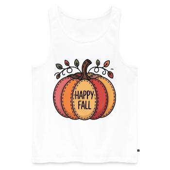 Champ de citrouilles d’automne heureux - Débardeur bio Premium Homme - blanc - Devant - AI Model Male 178 light (178cm)