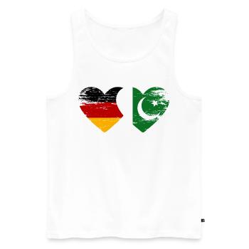 Germany Pakistan Flag Heart Used - Men's Premium Organic Tank Top - white - Front - AI Model Male 178 light (178cm)