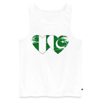Nigeria Pakistan Drapeau Coeur - Débardeur bio Premium Homme - blanc - Devant - Michal (187cm)
