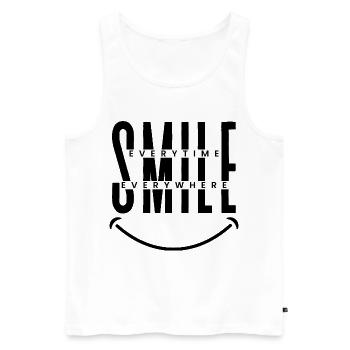 Smile Everytime, Everywhere  - Männer Premium Bio Tank Top - Weiß - Vorne - AI Model Male 178 light (178cm)
