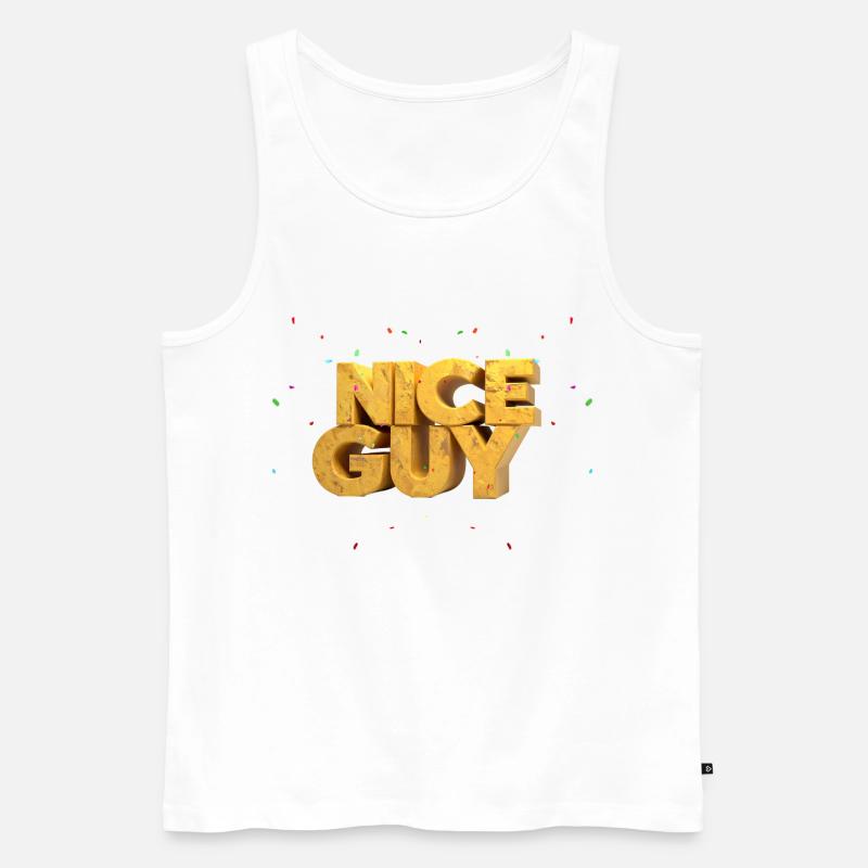 Nice Guy – Monumentale Sandstein-Buchstaben & Konf - Männer Premium Bio Tank Top - Weiß