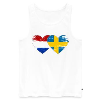 Holland Sweden Flag Hands Heart Shape - Men's Premium Organic Tank Top - white - Front - Michal (187cm)