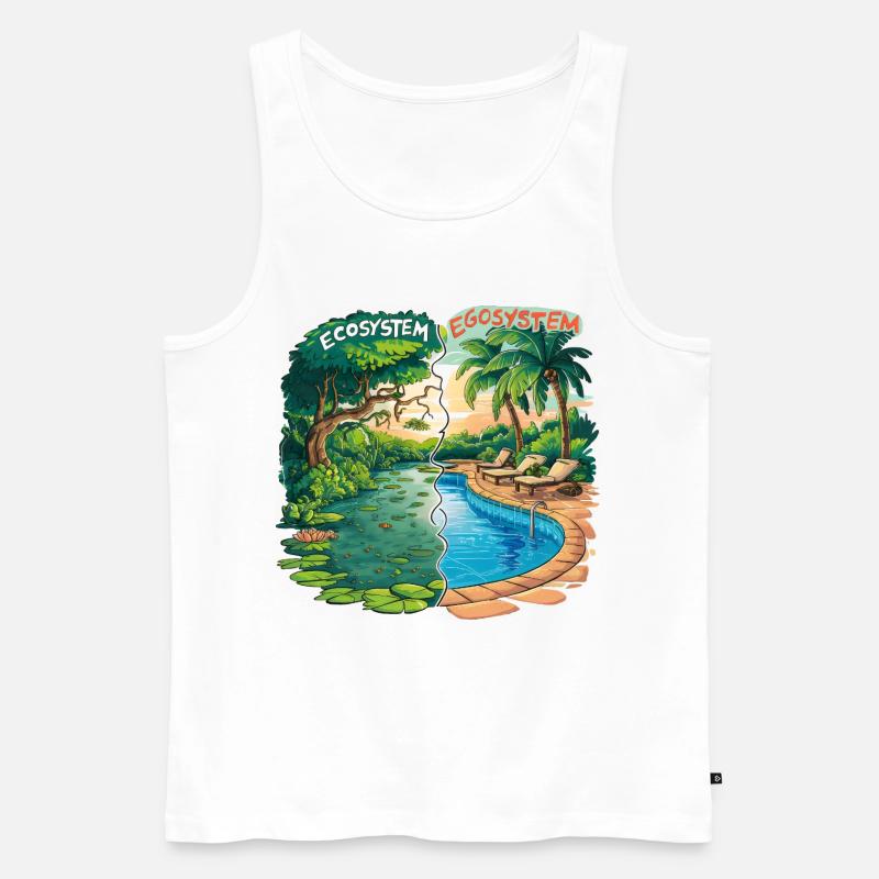 Ökosystem vs. Egosystem Umweltfreundliche Botschaft - Männer Premium Bio Tank Top - Weiß