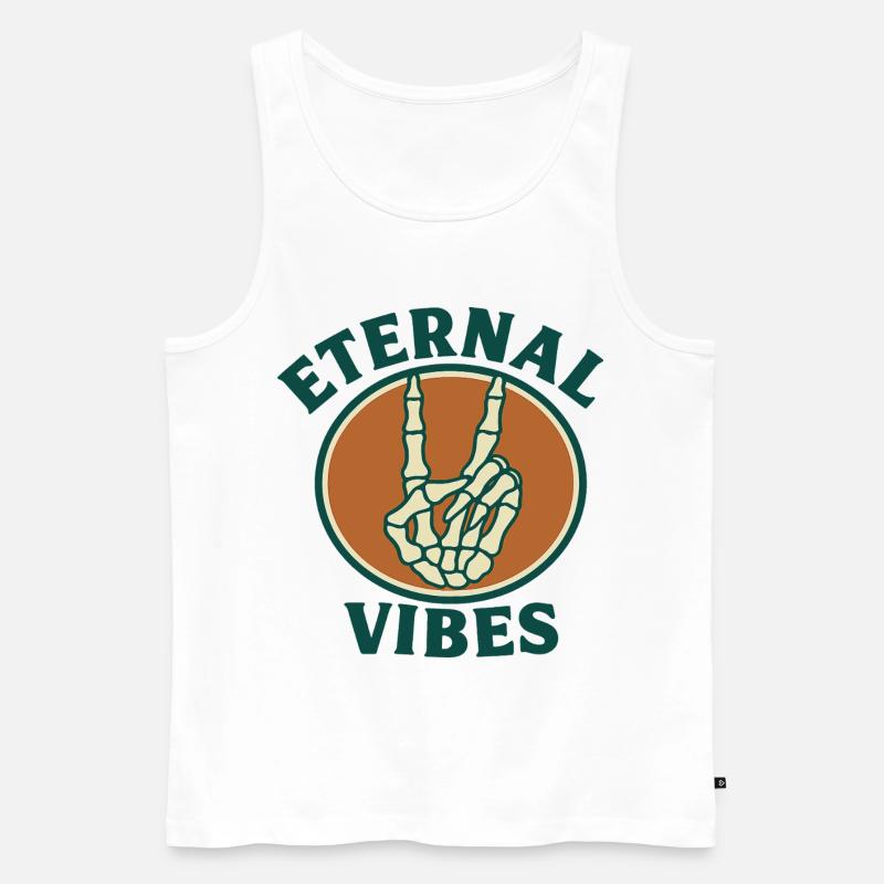 Eternal Vibes Skelett Peace Design - Männer Premium Bio Tank Top - Weiß