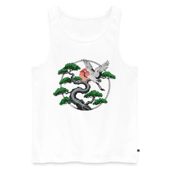 Kraniche & verdrehte Kiefer - Männer Premium Bio Tank Top - Weiß - Vorne - AI Model Male 178 light (178cm)