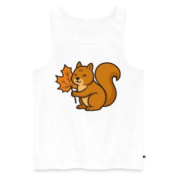 Cute Squirrel with Autumn Leaf Cartoon - Men's Premium Organic Tank Top - white - Front - AI Model Male 178 light (178cm)