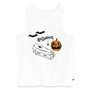 Halloween Kürbis Silhouette - Männer Premium Bio Tank Top - Weiß - Vorne - AI Model Male 178 light (178cm)
