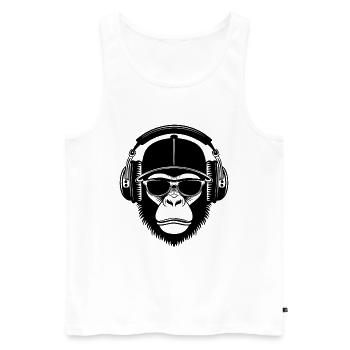 Groovy Nightclub Party Techno Monkey Head Chemise - Débardeur bio Premium Homme - blanc - Devant - AI Model Male 178 light (178cm)