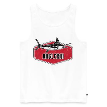 Anglerin Fish USA Design Rot - Männer Premium Bio Tank Top - Weiß - Vorne - AI Model Male 178 light (178cm)