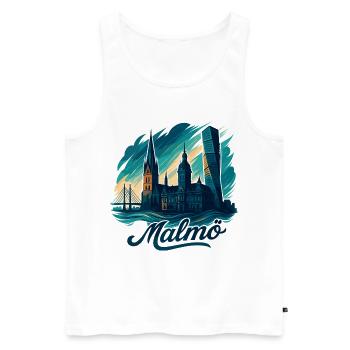 Malmö city Sweden cool maritime gift - Men's Premium Organic Tank Top - white - Front - AI Model Male 178 light (178cm)