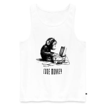 Code Monkay - Men's Premium Organic Tank Top - white - Front - AI Model Male 178 light (178cm)
