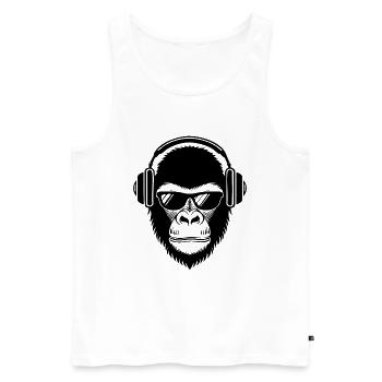 Relaxed Monkey Wireless Headphones Cafe Shirt - Men's Premium Organic Tank Top - white - Front - AI Model Male 178 light (178cm)
