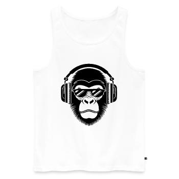 Rebellious Monkey Head DJ Grooves Underground Shirt - Men's Premium Organic Tank Top - white - Front - Michal (187cm)