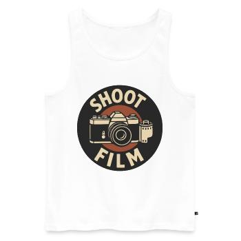 Shoot Film Retro Kamera - Männer Premium Bio Tank Top - Weiß - Vorne - AI Model Male 178 light (178cm)