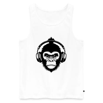 Affenkopf Dutt DJ Sound Kopfhörer Shirt - Männer Premium Bio Tank Top - Weiß - Vorne - Michal (187cm)