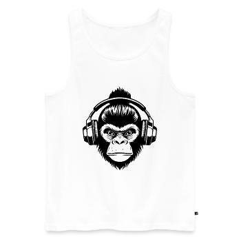 Stiller Affenkopf Kopfhörer Zen Edition Shirt - Männer Premium Bio Tank Top - Weiß - Vorne - AI Model Male 178 light (178cm)