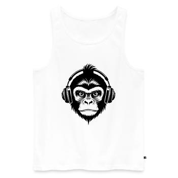 Affenkopf Plattenspieler Vinyl Fan Klub Shirt - Männer Premium Bio Tank Top - Weiß - Vorne - Michal (187cm)