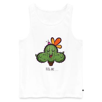 Cactus Hug Me Cartoon - Débardeur bio Premium Homme - blanc - Devant - Michal (187cm)