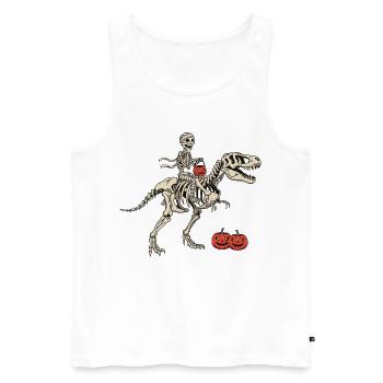 Cavalier squelette sur T Rex - Débardeur bio Premium Homme - blanc - Devant - Michal (187cm)