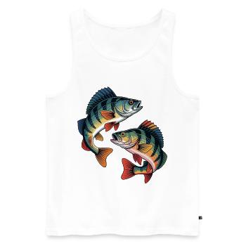 Zwei springende Barsche - Männer Premium Bio Tank Top - Weiß - Vorne - AI Model Male 178 light (178cm)