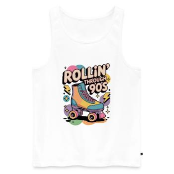90s Retro – Rollin' Through the 90s - Men's Premium Organic Tank Top - white - Front - AI Model Male 178 light (178cm)