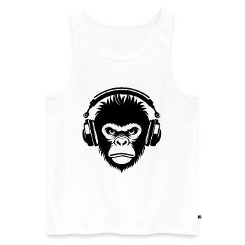 Rock Monkey Head Metal Groove Edition Shirt - Men's Premium Organic Tank Top - white - Front - Michal (187cm)