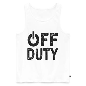 OFF DUTY Heure de fermeture Je ne suis pas en service - Débardeur bio Premium Homme - blanc - Devant - AI Model Male 178 light (178cm)