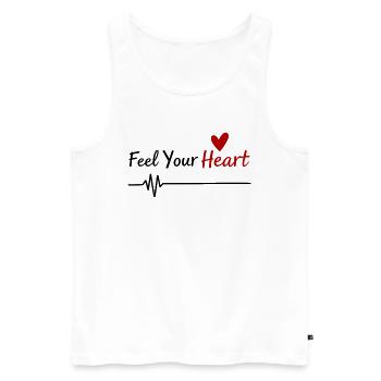 Feel Your Heart Statement Saying - Men's Premium Organic Tank Top - white - Front - Michal (187cm)