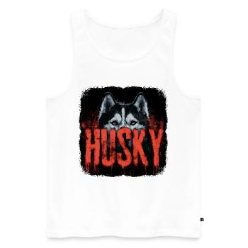 Chien husky – Hunde Portrait Design - Débardeur bio Premium Homme - blanc - Devant - Michal (187cm)
