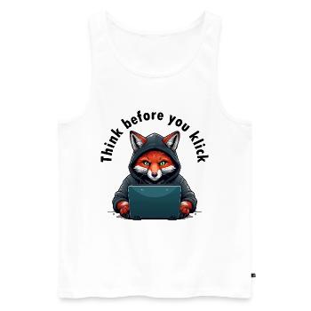 Denk nach bevor du klickst - Cyber Sicherheit - Männer Premium Bio Tank Top - Weiß - Vorne - AI Model Male 178 light (178cm)