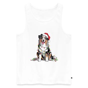 Weihnachtshund mit Lichterkette - Männer Premium Bio Tank Top - Weiß - Vorne - AI Model Male 178 light (178cm)